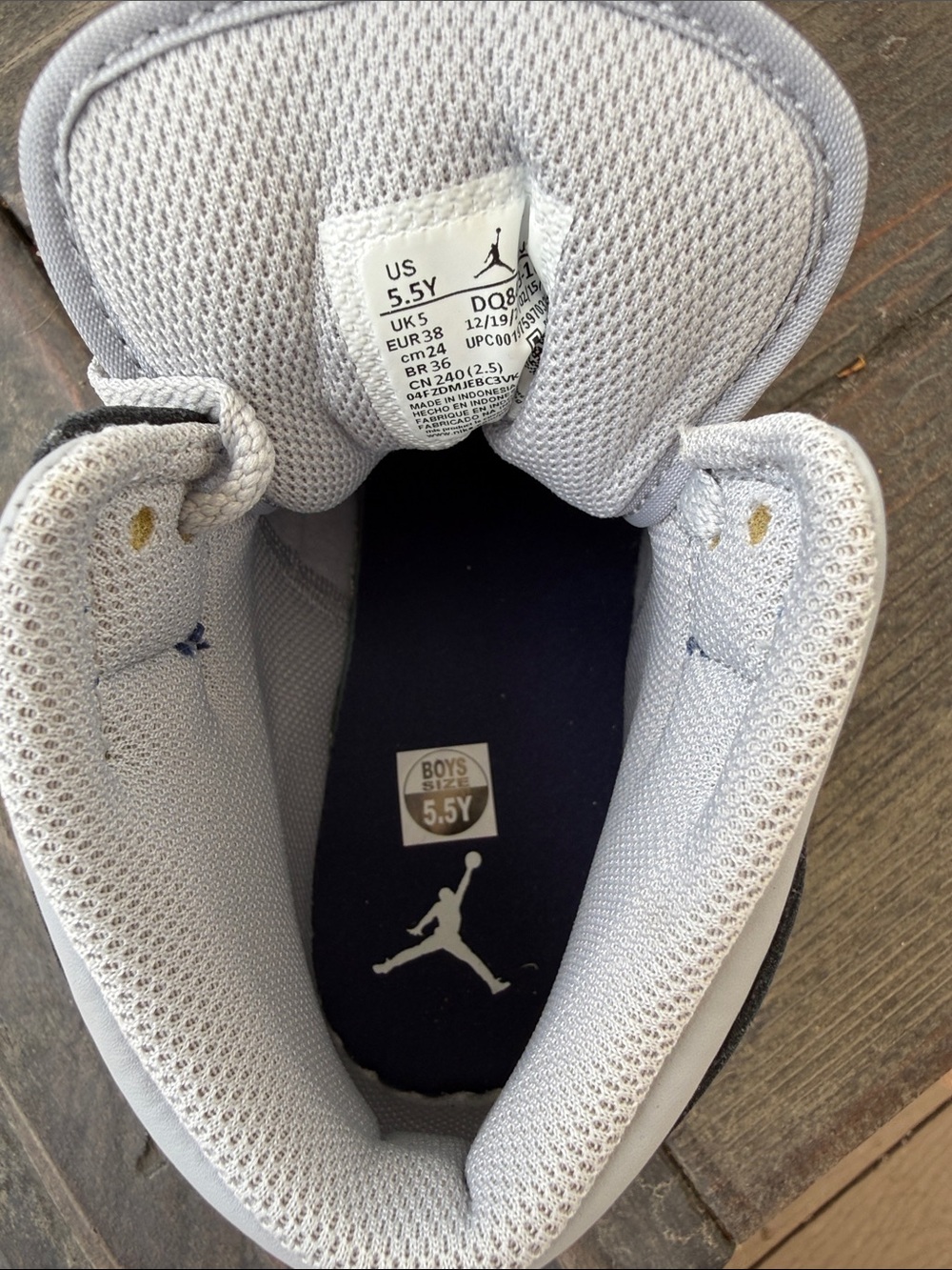 Nike Kids Navy, Light Gray & White High-Top Sneakers - Picture 3 of 5